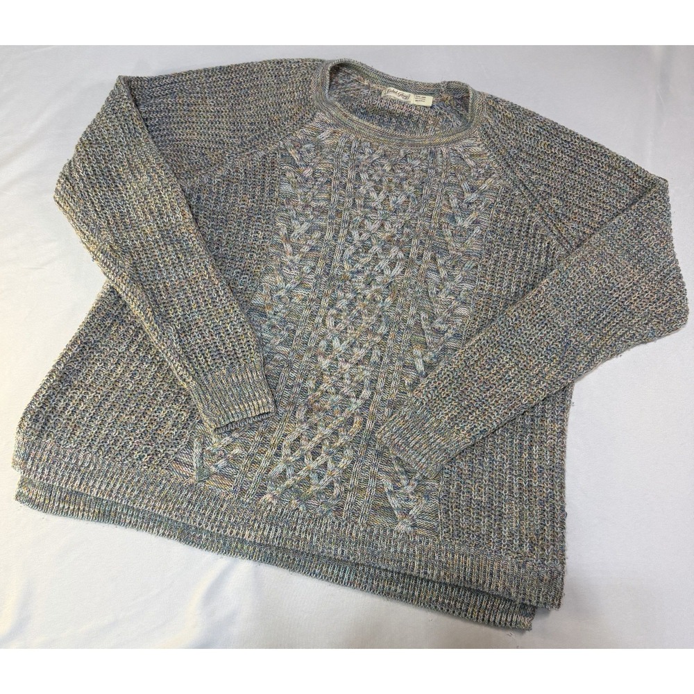 Faded Glory Sweater Women's Size‎ 2XL Rainbow Color Cable Knit 90s Retro Style